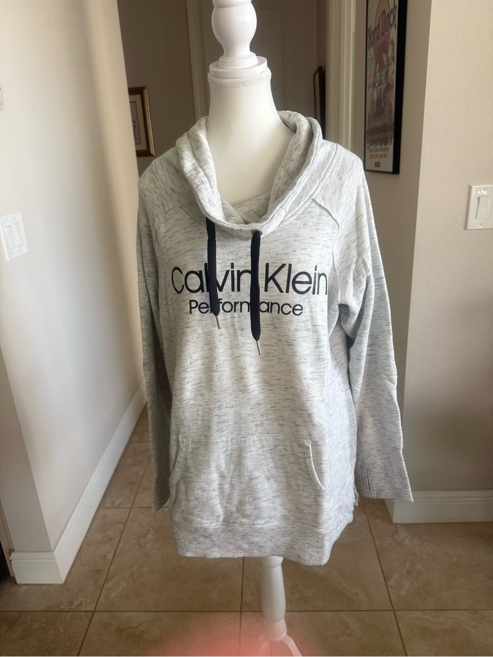 Calvin Klein Performance Light Gray Cowl Neck Pullover